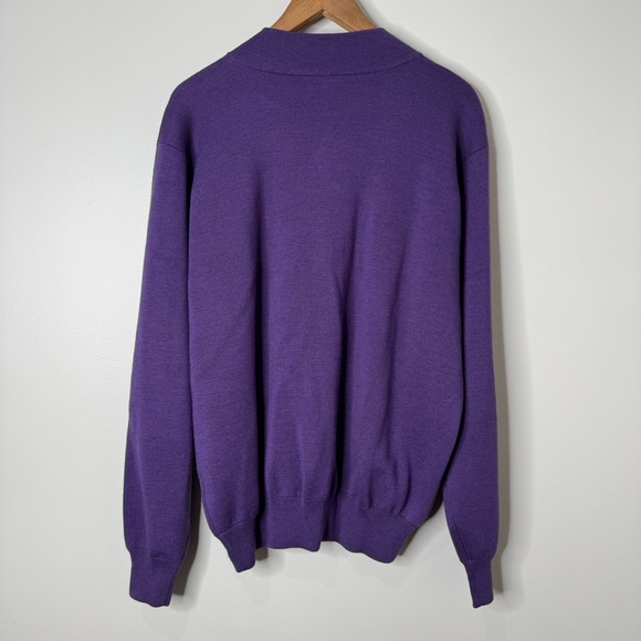 Turtleson‎ Purple 100% Extra Dine Merino Wool Golf Prep Quarter Zip Sweater - Picture 10 of 10
